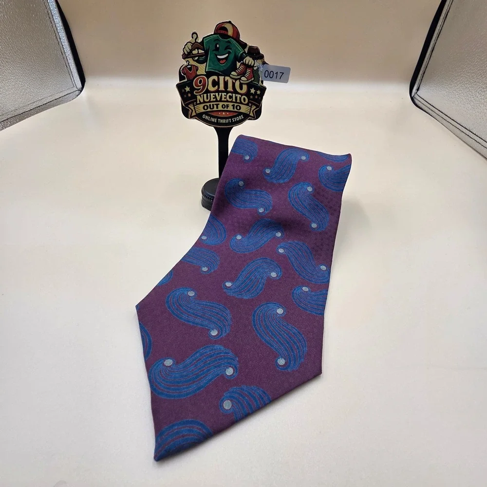 Giorgio Armani Cravatte Silk Tie Burgundy Blue Abstract Swirl Made in Italy